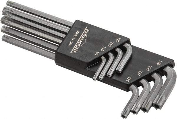 Paramount - 8 Piece TR9 to T40 Steel L-Key Torx Key Set - TR9, TR10, TR15, TR20, TR25, TR27, TR30, TR40 Torx Size - Apex Tool & Supply
