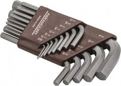 Paramount - 13 Piece L-Key Short Arm Hex Key Set - Hex Range 0.05 to 3/8", Steel - Apex Tool & Supply