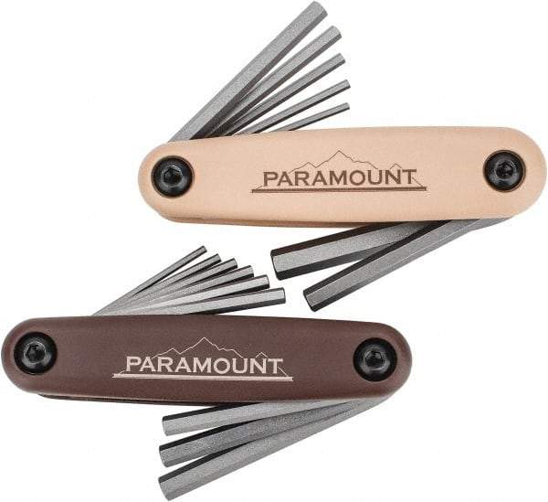 Paramount - 16 Piece Fold-Up Hex Key Set - Hex Range 5/64 to 1/4", Steel - Apex Tool & Supply