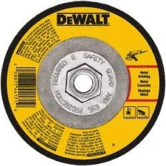 DeWALT - 24 Grit, 6" Wheel Diam, 1/4" Wheel Thickness, Type 27 Depressed Center Wheel - Aluminum Oxide, Resinoid Bond, 10,100 Max RPM - Apex Tool & Supply