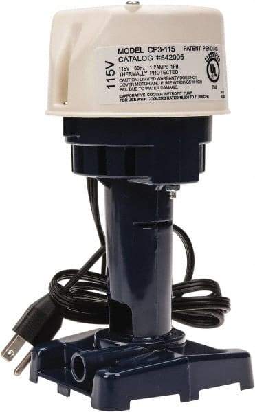 Little Giant Pumps - 1.2 Amp, 115 Volt, 1/30 hp, 1 Phase, Thermal Plastic Evaporative Cooler Pumps Machine Tool & Recirculating Pump - 9.3 GPM, 12 psi, 9" Overall Height, 4-1/2" Body Length, ABS Impeller, Open Fan Cooled Motor - Apex Tool & Supply