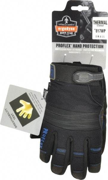 Ergodyne - Size S (7) Amara Cold Protection Work Gloves - For Mechanic's & Lifting, Uncoated, Hook & Loop Cuff, Full Fingered, Black, Paired - Apex Tool & Supply