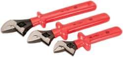 Wiha - 3 Piece, 1 to 1-1/2", Insulated Adjustable Wrench Set - Inch System of Measurement, Insulated Finish - Apex Tool & Supply