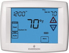 White-Rodgers - 45 to 99°F, 3 Heat, 2 Cool, Universal Touch Screen Programmable Thermostat - 0 to 30 Volts, Horizontal Mount, Electronic Contacts Switch - Apex Tool & Supply