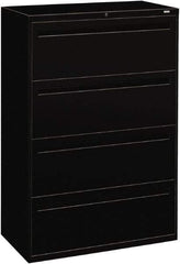 Hon - 36" Wide x 53-1/4" High x 19-1/4" Deep, 4 Drawer Lateral File - Steel, Black - Apex Tool & Supply