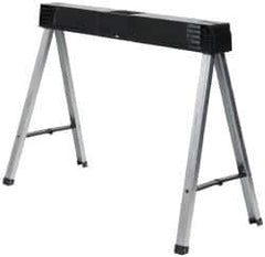 Stanley - Galvanized Sheet Metal & Polypropylene Foldup Sawhorse - Silver/Black & Yellow, For 2 x 4" Construction Applications - Apex Tool & Supply