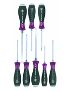 8 Piece - MicroFinish Non-Slip Grip Screwdriver w/Hex Bolster & Metal Striking Cap - #53398 - Includes: Slotted 4.5 - 10.0mm Phillips #1 - 3 - Apex Tool & Supply