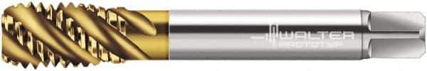 Walter-Prototyp - 1-8 UNC 4 Flute 2B Modified Bottoming Spiral Flute Tap - Cobalt, TiN Finish, 5-1/8" OAL, Right Hand Flute, Right Hand Thread, Series A2256705 - Apex Tool & Supply