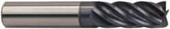 Accupro - 1", 5 Flute, Single End, Solid Carbide, 0.09" Corner Radius End Mill - 4" OAL, 37° Helix, Right Hand Flute, 2" LOC, Right Hand Cut - Apex Tool & Supply