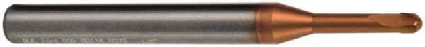 M.A. Ford - 0.6mm Diam, 0.4mm LOC, 2 Flute Solid Carbide Ball End Mill - ALtima 52 Finish, Single End, 50mm OAL, 4mm Shank Diam, Spiral Flute - Apex Tool & Supply