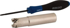 Seco - 3/4" Cut Diam, 0.157" Max Depth of Cut, 3/4" Shank Diam, 3.39" OAL, Indexable Square Shoulder End Mill - XNEX 04.. Inserts, Weldon Shank, 90° Lead Angle, Through Coolant, Series Square 6 - Apex Tool & Supply