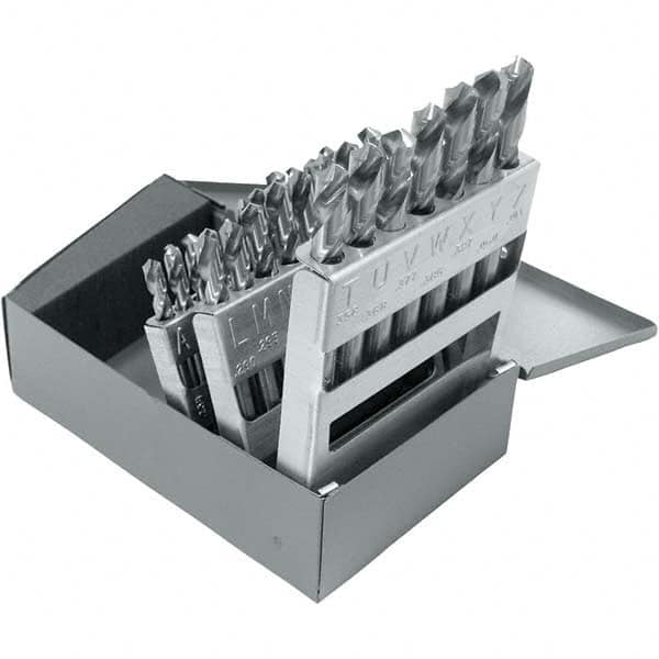 Chicago-Latrobe - 0.234 to 0.413", 118° Point, Bright Finish, High Speed Steel Screw Machine Length Drill Bit Set - Apex Tool & Supply