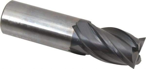 OSG - 1", 1-1/2" LOC, 1" Shank Diam, 4" OAL, 4 Flute, Solid Carbide Square End Mill - Single End, TiAlN Finish, Spiral Flute, 35° Helix, Centercutting, Right Hand Cut, Right Hand Flute, Series HP441 - Apex Tool & Supply