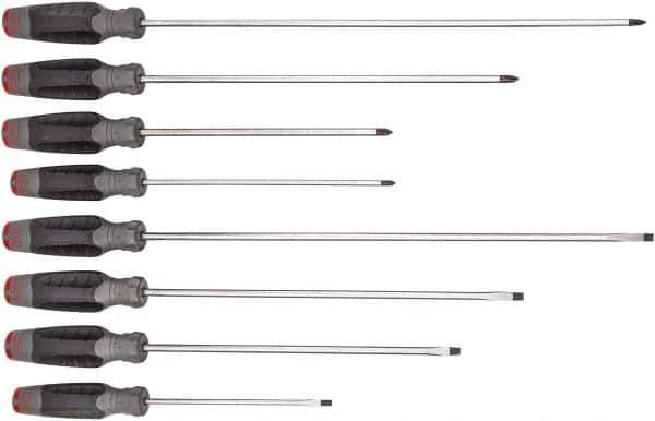 Proto - 8 Piece Slotted & Phillips Screwdriver Set - Bit Sizes: Philips #1 to #2 - Apex Tool & Supply