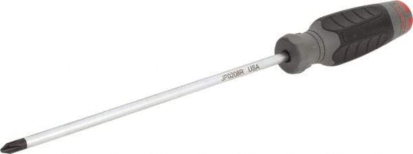 Proto - #2, 12-1/4" OAL, Standard Phillips Screwdriver - 8" Blade Length, Round Shank, Ergonomic Handle - Apex Tool & Supply