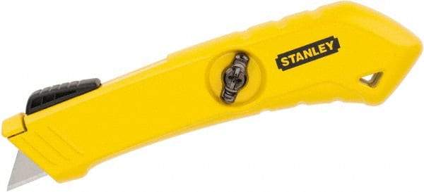 Stanley - Springback Safety Cutter - 2-29/64" Blade, Yellow Zinc Handle, 1 Blade Included - Apex Tool & Supply