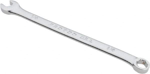 Proto - 1/4" 6 Point Combination Wrench - 15° Head Angle, 4-59/64" OAL, Steel, Satin Finish - Apex Tool & Supply