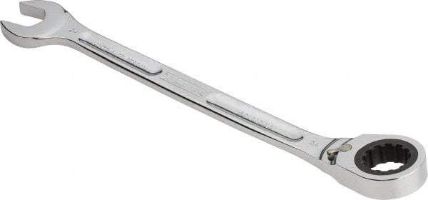 Proto - 24mm 12 Point Combination Wrench - 15° Head Angle, 13-5/16" OAL, Steel, Chrome Finish - Apex Tool & Supply
