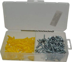 Value Collection - 200 Piece, #6 to 8 Screw, Plastic & Steel Hex Drive Anchor Assortment - Zinc Plated, 3/4" Long - Apex Tool & Supply