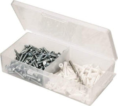 Value Collection - 200 Piece, #8 to 10 Screw, Plastic & Steel Hex Drive Anchor Assortment - Zinc Plated, 7/8" Long - Apex Tool & Supply