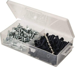 Value Collection - 200 Piece, #10 to 12 Screw, Plastic & Steel Hex Drive Anchor Assortment - Zinc Plated, 1" Long - Apex Tool & Supply