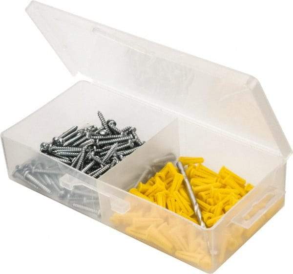 Value Collection - 300 Piece, #6 to 8 Screw, Plastic & Steel Slotted/Phillips Drive Anchor Assortment - Zinc Plated, 3/4" Long - Apex Tool & Supply