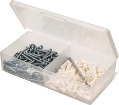 Value Collection - 200 Piece, #8 to 10 Screw, Plastic & Steel Slotted/Phillips Drive Anchor Assortment - Zinc Plated, 7/8" Long - Apex Tool & Supply