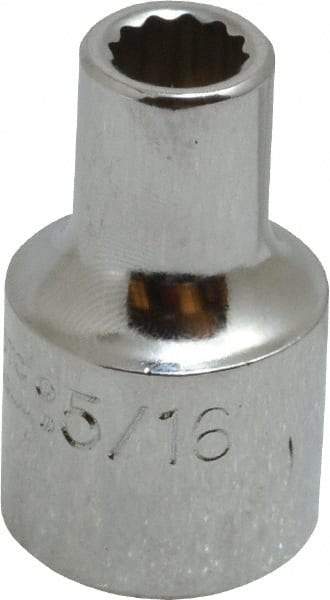 Proto - 5/16", 1/2" Drive, Standard Hand Socket - 12 Points, 1-31/64" OAL, Alloy Steel, Chrome Finish - Apex Tool & Supply