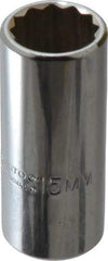 Proto - 1/4" Drive, Deep Hand Socket - 12 Points, 1-15/16" OAL, Alloy Steel, Chrome Finish - Apex Tool & Supply