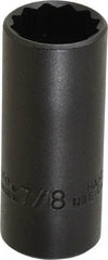 Proto - 7/8", 3/8" Drive, Deep Hand Socket - 12 Points, 2-3/4" OAL, Alloy Steel, Black Finish - Apex Tool & Supply