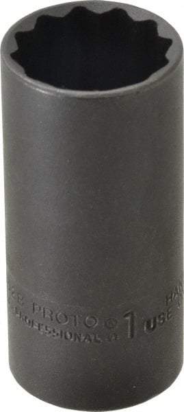 Proto - 1", 3/8" Drive, Deep Hand Socket - 12 Points, 2-3/4" OAL, Alloy Steel, Black Finish - Apex Tool & Supply