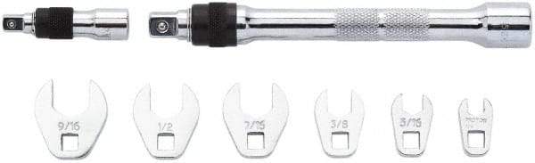 Proto - 8 Piece 1/4" Drive Open End Crowfoot Wrench Set - 1/4 to 9/16", with Clip Rail - Apex Tool & Supply