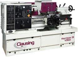 Clausing - 13-3/4" Swing, 25-1/4" Between Centers, 230 Volt, Triple Phase Engine Lathe - 4MT Taper, 10 hp, 17 to 3,250 RPM, 1-5/8" Bore Diam, 53" Deep x 65" High x 80" Long - Apex Tool & Supply