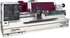 Clausing - 21-7/8" Swing, 120" Between Centers, 208/230/460 Volt, Triple Phase Engine Lathe - 5MT Taper, 15 hp, 18 to 1,800 RPM, 90mm Bore Diam, 67" Deep x 81" High x 187" Long - Apex Tool & Supply