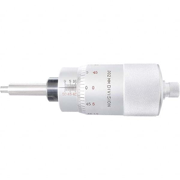 Starrett - 25mm, 2-1/16 Inch Plain Thimble, 5/16 Inch Diameter x 2-7/16 Inch Long Spindle, Mechanical Micrometer Head - Apex Tool & Supply