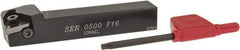 Hertel - External Thread, Right Hand Cut, 1/2" Shank Width x 1/2" Shank Height Indexable Threading Toolholder - 3-1/4" OAL, 16ER Insert Compatibility, HSE Toolholder, Series HSER - Apex Tool & Supply