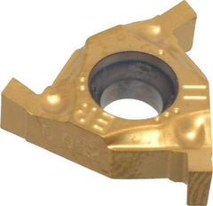 Hertel - 0.06216ER/IL Grade HG220TR, 1/16" Cutting Width Carbide Grooving Insert - 0.075" Max Depth of Cut, Right Hand, 0.004" Corner Radius, TiC/TiN Finish - Apex Tool & Supply