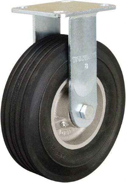 Hamilton - 8" Diam x 2" Wide, Rubber Rigid Caster - 500 Lb Capacity, Top Plate Mount, 4" x 4-1/2" Plate, Straight Roller Bearing - Apex Tool & Supply