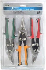 Value Collection - 3 Piece Aviation Snip Set - Left, Right, Straight, 10" OAL, 1-3/8" LOC - Apex Tool & Supply