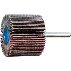 PFERD - 2" Diam x 1-1/2" Face Width, Aluminum Oxide Coated Mounted Flap Wheel - 1/4" Shank Mount, 60 Grit, 15,000 Max RPM - Apex Tool & Supply