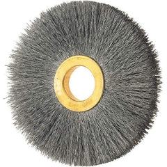 Osborn - 3" OD, 5/8" Arbor Hole, Crimped Steel Wheel Brush - 3/8" Face Width, 15/16" Trim Length, 0.008" Filament Diam, 20,000 RPM - Apex Tool & Supply