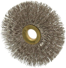 Osborn - 3" OD, 1/2" Arbor Hole, Crimped Stainless Steel Wheel Brush - 1/4" Face Width, 1" Trim Length, 0.014" Filament Diam, 20,000 RPM - Apex Tool & Supply
