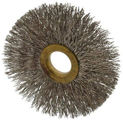 Osborn - 3" OD, 5/8" Arbor Hole, Crimped Stainless Steel Wheel Brush - 3/8" Face Width, 15/16" Trim Length, 0.014" Filament Diam, 20,000 RPM - Apex Tool & Supply