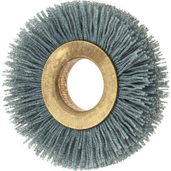 Osborn - 2" OD, 5/8" Arbor Hole, Crimped Nylon Wheel Brush - 3/8" Face Width, 7/16" Trim Length, 0.024" Filament Diam, 15,000 RPM - Apex Tool & Supply