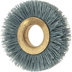 Osborn - 2" OD, 5/8" Arbor Hole, Crimped Nylon Wheel Brush - 3/8" Face Width, 7/16" Trim Length, 0.022" Filament Diam, 15,000 RPM - Apex Tool & Supply