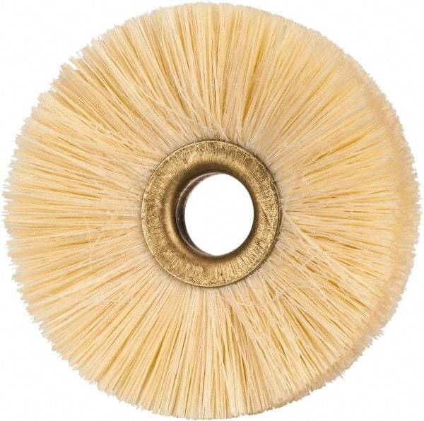 Osborn - 2-1/2" OD, 1/2" Arbor Hole, Natural Fiber Wheel Brush - 5/16" Face Width, 3/4" Trim Length, 20,000 RPM - Apex Tool & Supply