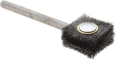 Osborn - Flat Steel Tube Brush - 0.006" Filament Diam, 1" Brush Length, 3-1/4" OAL, 1/4" Diam Shank - Apex Tool & Supply