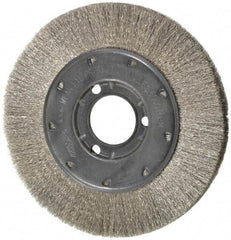 Osborn - 6" OD, 1-1/4" Arbor Hole, Crimped Stainless Steel Wheel Brush - 5/8" Face Width, 1-1/8" Trim Length, 0.005" Filament Diam, 6,000 RPM - Apex Tool & Supply