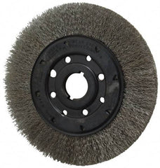 Osborn - 8" OD, 1-1/4" Arbor Hole, Crimped Stainless Steel Wheel Brush - 3/4" Face Width, 1-1/2" Trim Length, 0.0104" Filament Diam, 4,500 RPM - Apex Tool & Supply