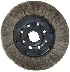 Osborn - 8" OD, 1-1/4" Arbor Hole, Crimped Stainless Steel Wheel Brush - 3/4" Face Width, 1-1/2" Trim Length, 0.005" Filament Diam, 4,500 RPM - Apex Tool & Supply